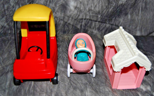 Lot of 3 Little Tikes Place Miniatures Cozy Coupe Car 1992 Doll Dollhouse Toys