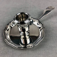 Christofle Vendome Gallia Silver plated Candlestick Chamber stick Vintage 1950s