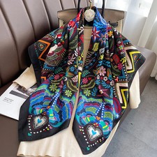 Design Twill Silk Square Scarf Women Luxury Brand Hijab Scarves Headband Foulard