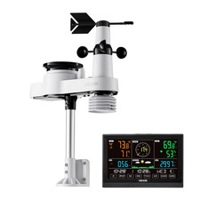 5-in-1 Wireless Weather Station 7.5 in Display Indoor Outdoor Thermometer Sensor