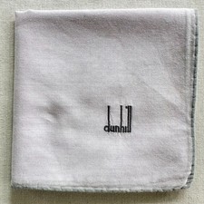 Dunhill Vintage Handkerchief Plain White Cotton Gray Border Pocket Square 18"