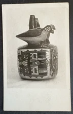vtg postcard RPPC Peru Peruvian huaco pottery vessel birds very htf