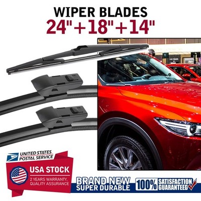 24'' 18'' 14'' OEM Quality Bracketless Windshield Wiper Blades Top Lock Front &Rear
