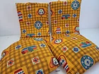 2x cushions 2x cushions garden chairs German Democratic Republic decorative fruit bowl vase flowers colorful #264094