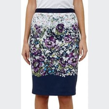 Ted Baker Carpi Entangled Enchantment Floral Butterfly Pencil Skirt 6 Navy NEW