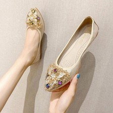 Embellished Gold Flats