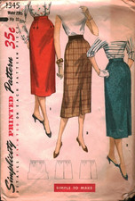 1345 Vintage Simplicity Sewing Pattern Misses Simple to Make One Yard Skirt OOP