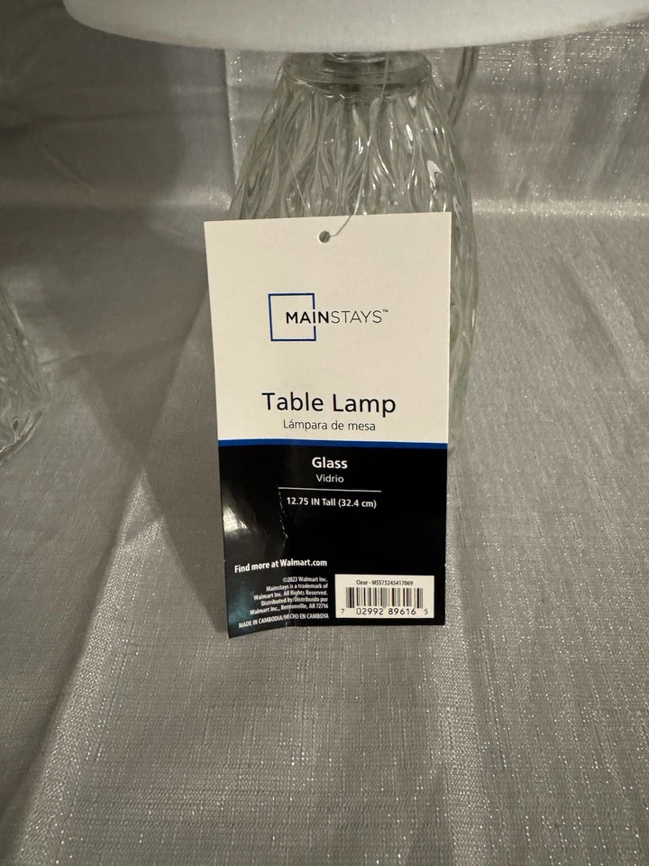 Par de abajures de mesa de vidro pequenos Mainstays novos - Imagem 2 de 4