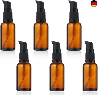 Pack of 6 50 ml Empty Glass Bottles Brown Amber Glass Lotion Bottles Lotion