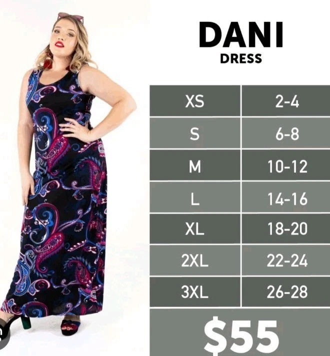 LuLaRoe Womens Dani Maxi Dress White With Roses Sz Small Sleeveless Fit Sz 6-8 - Image 4 of 4