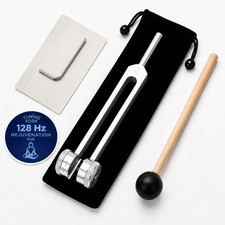 Tenedor de afinación curativo 128 Hz con martillo de silicona instrumento musical de terapia de sonido