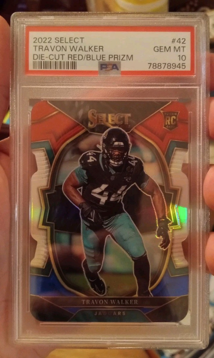 Travon Walker 2022 Panini Select Concourse Die-Cut Red/Blue Prizm RC #42 PSA 10