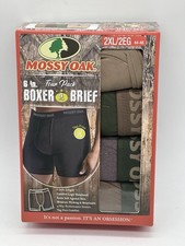NEW 4 PACK MENS MOSSY OAK CAMO PERFORMANCE STRETCH BOXER BRIEFS 2XL 6" LENGTH
