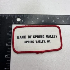 VTG c 1980s BANK OF SPRING VALLEY WISCONSIN Patch (Printed-On-Style) 56Q9
