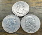 Lot 90% Silver Franklin Half Dollar Coins 1949 P D S $1.50 Face Value NO RESERVE