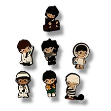 NEW! 7 Pc BTS Line Friends Shoe Charms for Clogs Slides K-Pop Korean Music C-1