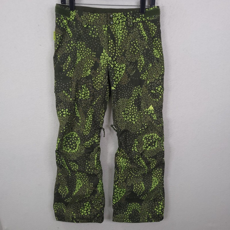 Burton Snow Pants Youth L Green Floral Camo Dryride Insulated Ski Snowboard