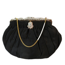 Vintage Satin Purse with Beaded Frame - SELLER PAYS US TARIFFS