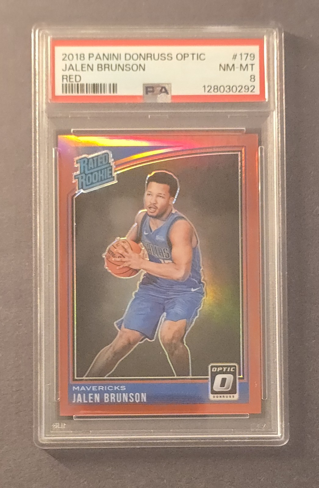2018 Donruss Optic Jalen Brunson Red Prizm /99 #179 – PSA 8  - Knicks