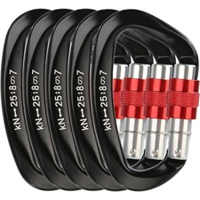 5Pcs Black 25KN Aluminum Carabiner Screw Locking Hook For Climbing Caving uq