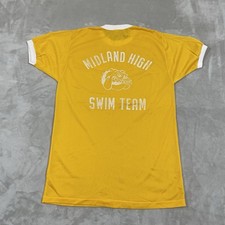 VTG 70s High School Swim Team Jersey Midland Nylon Poly Mens Medium 19x29