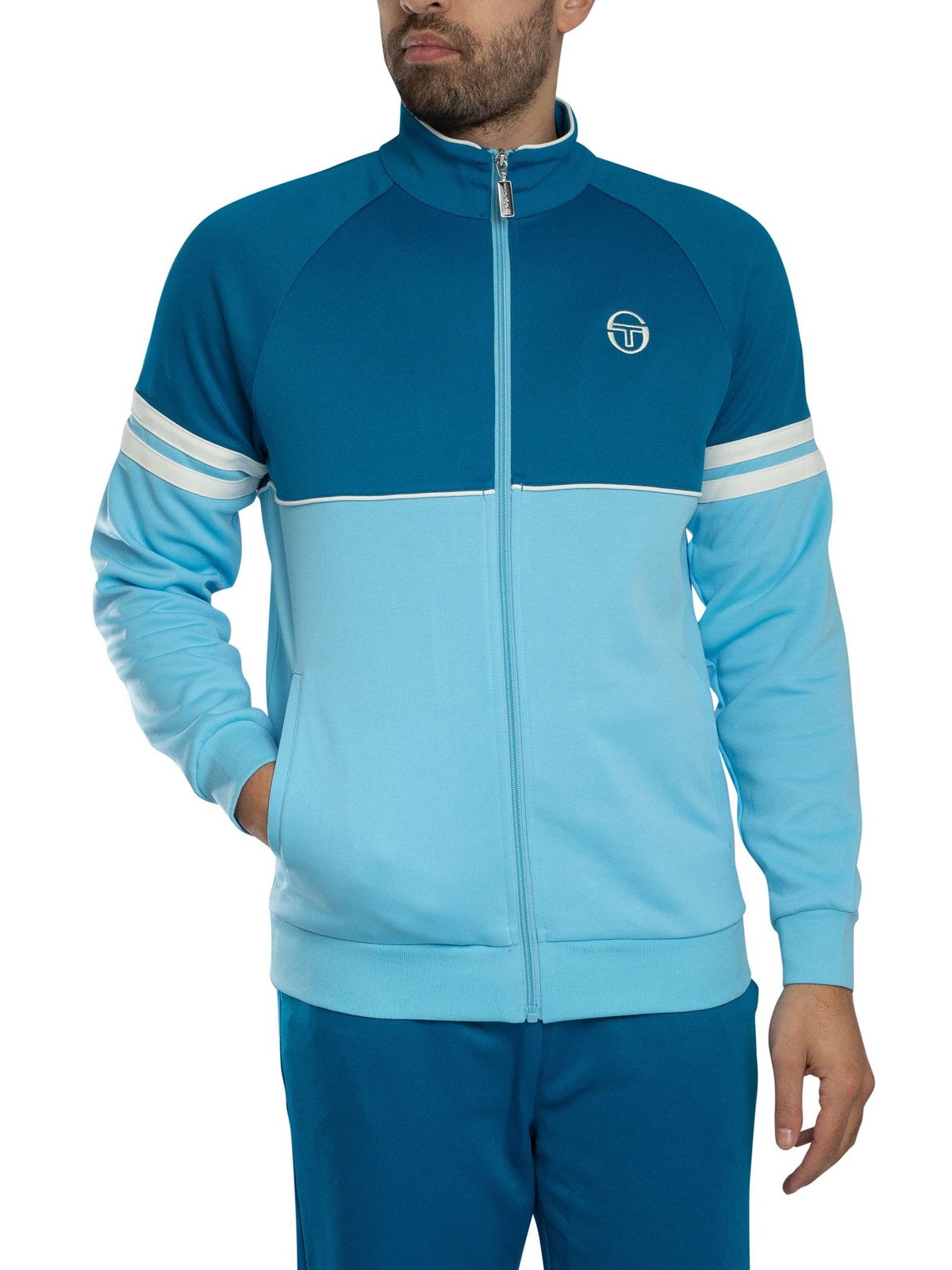 Sergio Tacchini Orion Track Jacket, Mykonos Blue/Baltic Sea/Gardenia - L