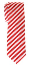 Striped Woven Skinny Tie Necktie Red and White Stripe