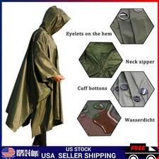 Waterproof Hooded Ripstop Camo Rain Coat Poncho Military Camping Hiking Hunting