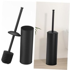 Toilet Brush and Holder, Toilet Cleaner Bowl Set with Two Brush Matte Black