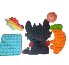 Fidget Pop It Lot Of 5 Sensory Stress Relief Dragon Dinosaur Carrot Ball Square