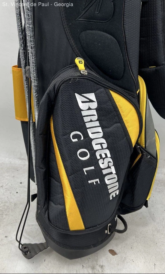 Bolsa de golf de pie Bridgestone Golf 6 vías negra y amarilla nueva con cubierta Foto 2 de 4