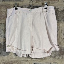 Charlie Paige Womens Linen Blend Cuffed Shorts Casual Light Tan L Summer