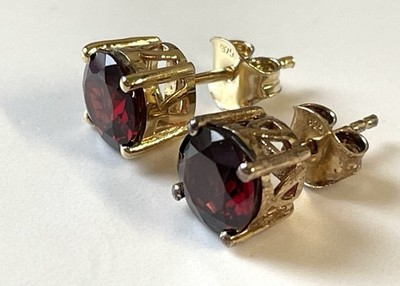 Sterling Silber Gold Vermeil Krallen Set Granat Ohrstecker Ohrringe gepunzt 925