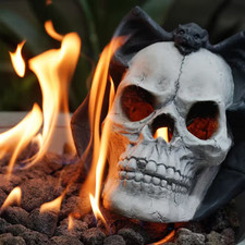 3000 F Outdoor Haunted Flame Skull Log, Fire Pit Demon Propane/Ethanol Decor Gar