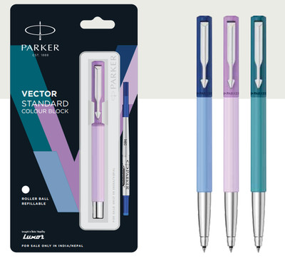 Parker Vector Farbblock-Tintenroller CT - mehrfarbig sortiert (3er-Packung)