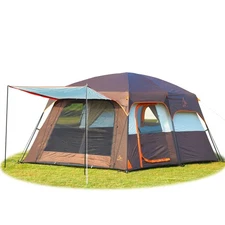 KTT Large Tent 6-12 Person,Family Cabin Tents,Straight Wall,3 Doors and 3 Win...
