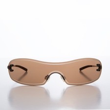 Perfect Brown Wrap Rimless Vintage Sunglasses - Soto