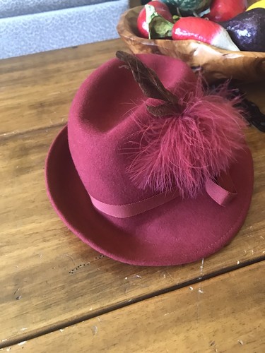 Vintage Ladies Bollman Hat Co. Doeskin Felt 100% Wool Hat Fuchsia Pink Feather - Picture 3 of 7