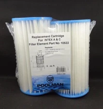 2 PACK REPLACEMENT CARTRIDGE FOR INTEX A & C FILTER ELEMENT #10522 POOLMAN USA