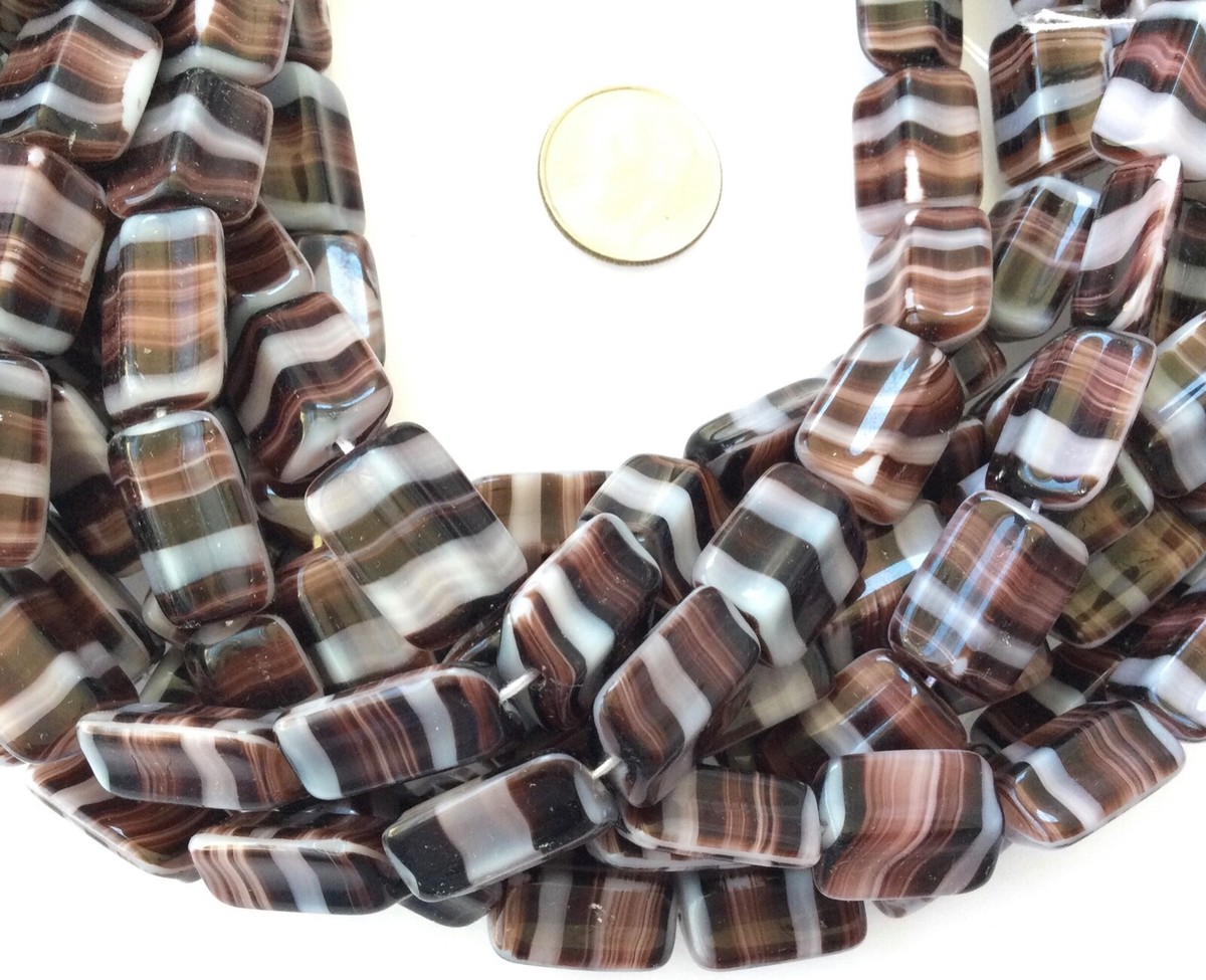 ゲンママ様3点おまとめ希少Czechoslovakiaガラスヴィンテージ9625 Amazing Trade Czech Bohemian Glass Dk Brown Multi colored