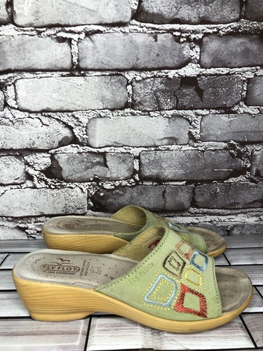 Sandalias de cuña Fly Flot anatómicas de gamuza verde sin cordones para mujer talla 37EU/6,5M EE. UU. - Imagen 6 de 17