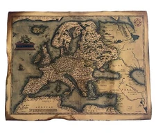Map of Europe Distressed Print Reproduction Vintage Style European Poster Canvas