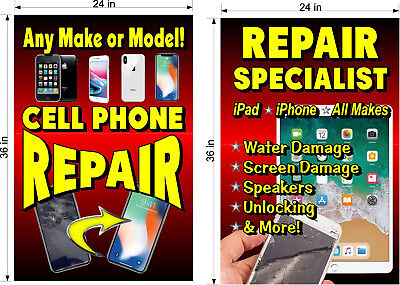 YOU GET 2 PERFORATED WINDOW VINYL DECALS  2' X  3' CELL PHONE REPAIR UNLOCKING