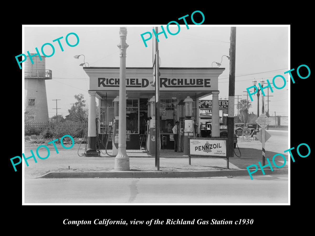 OLD LARGE HISTORIC PHOTO OF COMPTON CALIFORNIA THE RICHLANDS GAS old-large-historic-photo-of-compton-california-the-richlands-gas