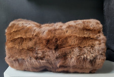 VINTAGE DEEP BROWN GENUINE MINK TYPE FUR LARGE MUFFLER HAND WARMER