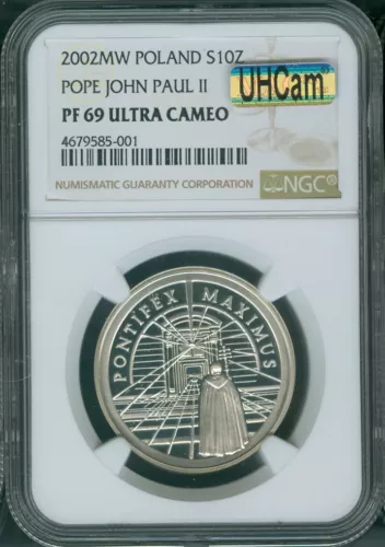 2002 Poland Silver 10 Zlotych NGC PF69 Ultra Cameo Quality