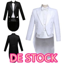 Herren-Frack Anzug 4-Teilig Set Smoking Jacke Blazer Anzughose Fliege mit Gürtel