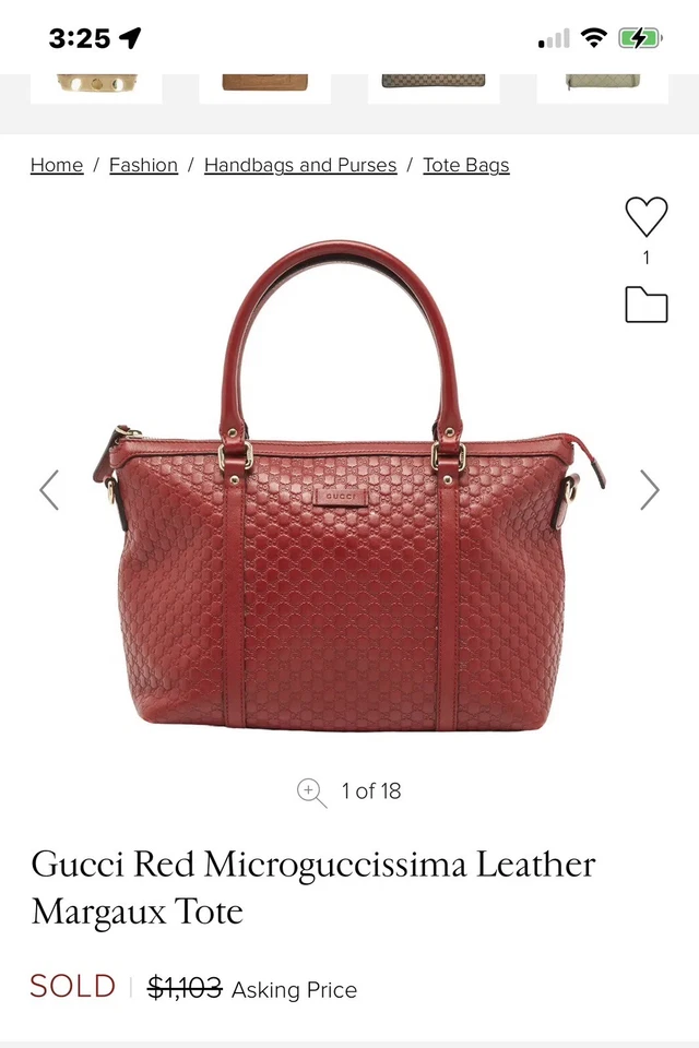 Bolsa de mão Gucci Guccissima cúpula de couro vermelha - Imagem 3 de 4