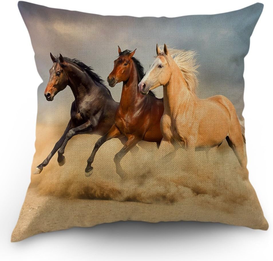 Horse Run Wild Wind Decorative Throw Pillow Cover Case for Couch