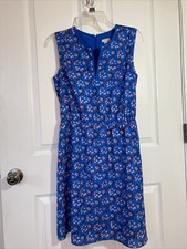 J Crew Sleeveless Flouce Dress Lined Floral SZ: 2 XS V Neck Blue Multi 161D